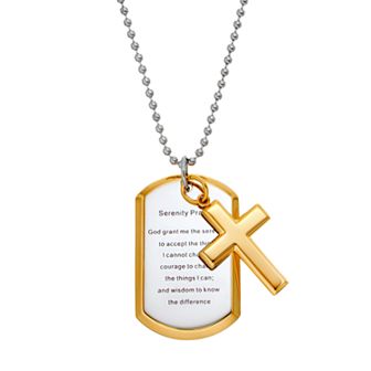 Gold LLC Stainless Steel & Yellow Ion-Plated Stainless Steel Serenity Prayer Dog Tag Necklace - Men