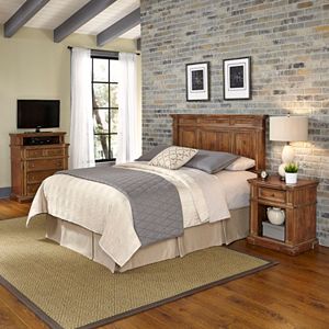 Home Styles Americana Vintage 3-piece Headboard, Night Stand, & Media Chest Set