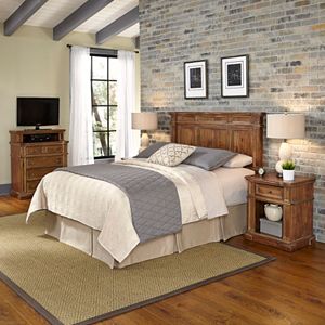 Home Styles Americana Vintage 4-piece Headboard, Night Stand & Media Chest Set