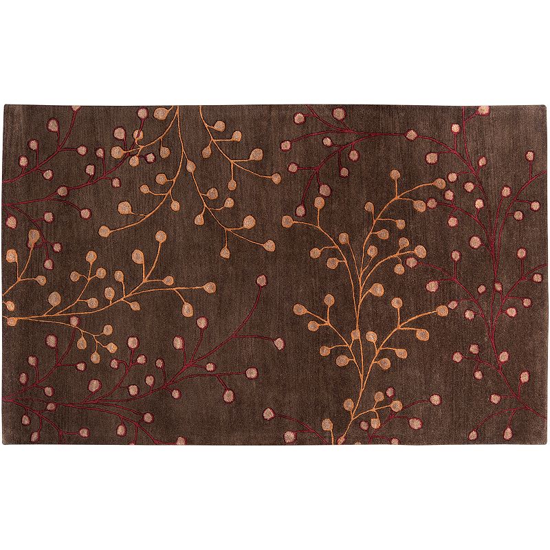 Artisan Weaver Vivian Floral Wool Rug, Brown, 5X8 Ft