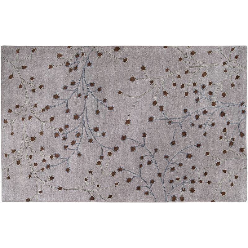 Artisan Weaver Vivian Floral Wool Rug, Grey, 5X8 Ft