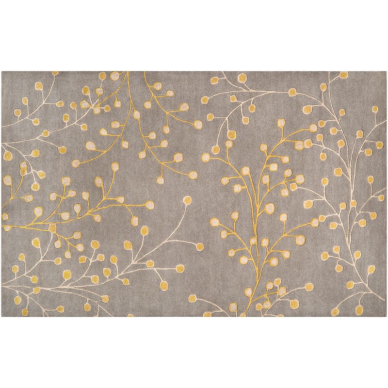 Artisan Weaver Vivian Floral Wool Rug, Yellow, 5X8 Ft