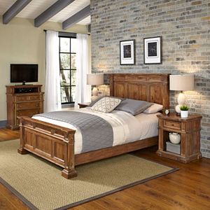 Home Styles Americana Vintage 4-piece Bed, Night Stand & Media Chest Set