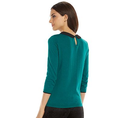 Women's ELLE™ Flocked Dot Crewneck Sweater