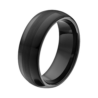 Black Ceramic Textured Band - Men