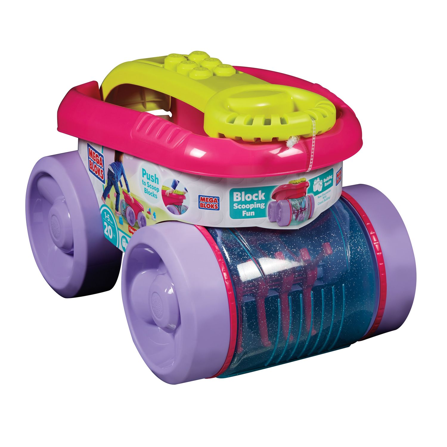 mega bloks scooping wagon pink