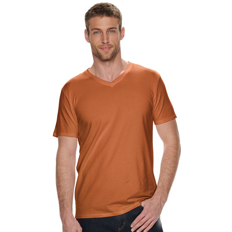 Mens Apt. 9 Solid V-neck Tee, Size: Small, Med Brown