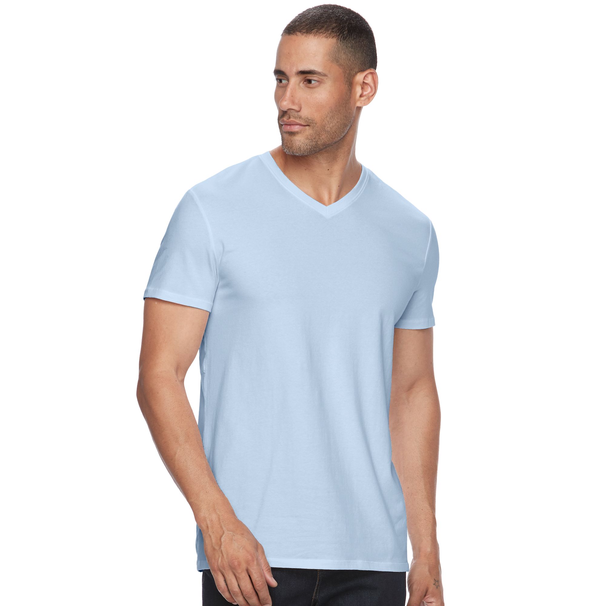 Mens Apt. 9® Premier Flex Short Sleeve V-Neck Tee, Size: Small, Frost Win