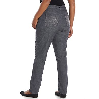 Plus Size Gloria Vanderbilt Amanda Embroidered Tapered Jeans