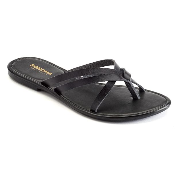 Life Stride Simply Comfort Thong Flip Flop Sandals Black/ Gray Womens Size  7M