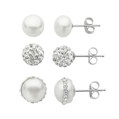 PearLustre by Imperial Sterling Silver Crystal & Freshwater Cultured