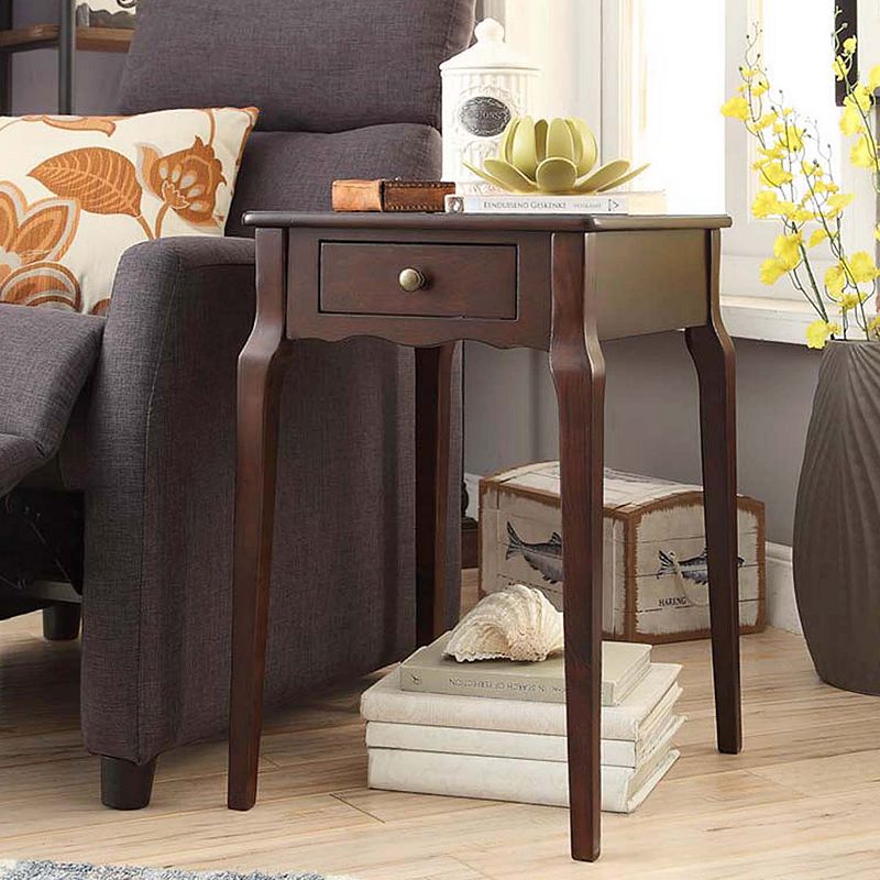 HomeVance Isabella 1-Drawer Scalloped End Table, Brown