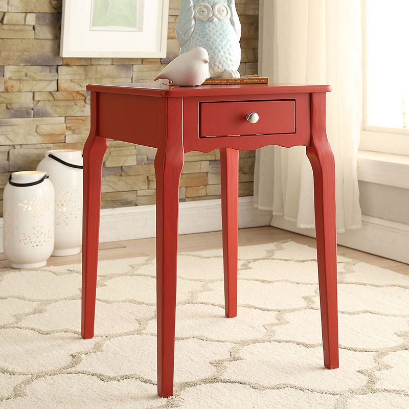 HomeVance Isabella 1-Drawer Scalloped End Table, Red