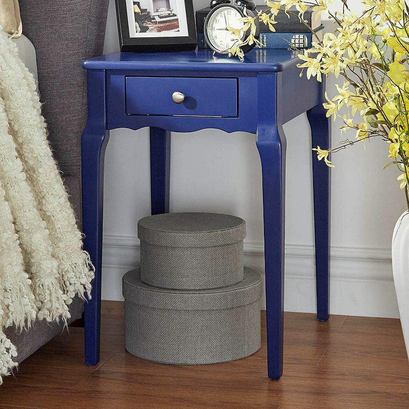 HomeVance Isabella 1-Drawer Scalloped End Table, Blue