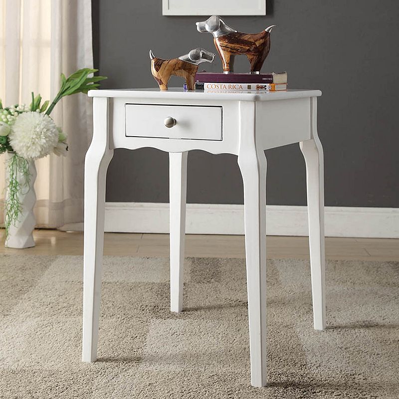 HomeVance Isabella 1-Drawer Scalloped End Table, White