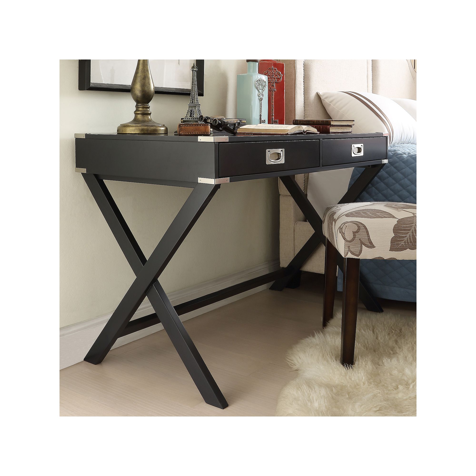 HomeVance Morgan Campaign Writing Desk, Black