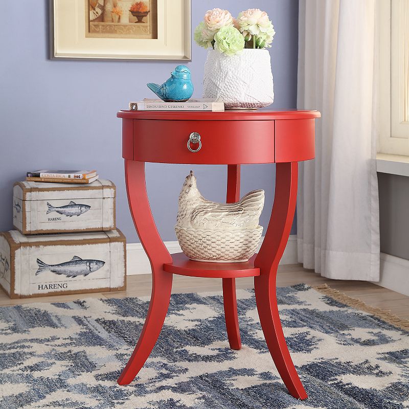 HomeVance Northbrook Round End Table, Red