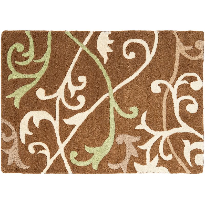 Safavieh Soho Scrolling Vines Wool Rug, Brown, 5X8 Ft