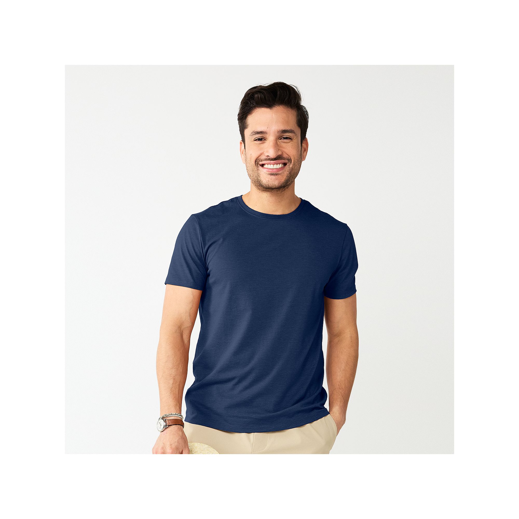 Mens Apt. 9® Premier Flex Short Sleeve Crewneck Tee, Size: XS, Blue Navy