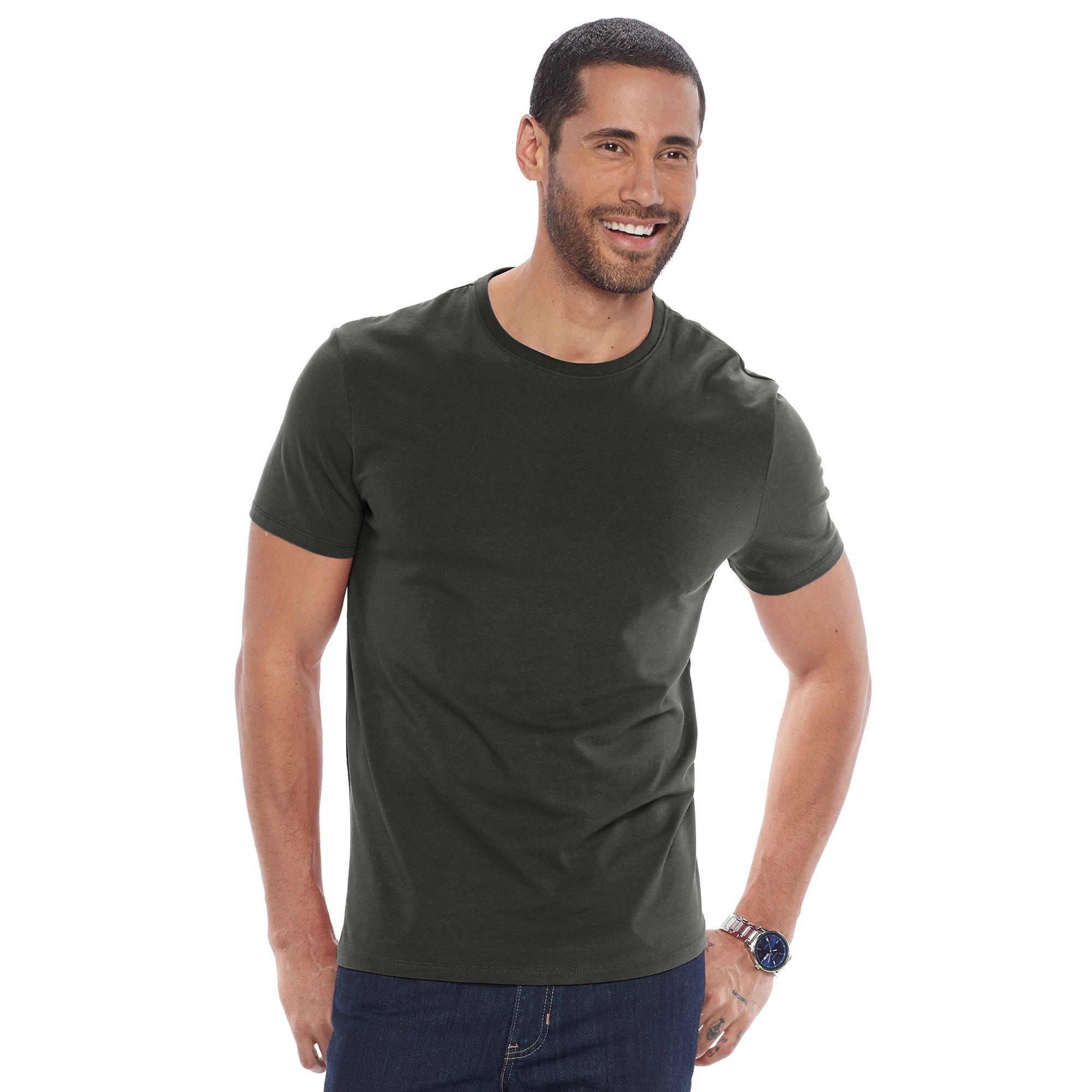 Mens Apt. 9® Premier Flex Short Sleeve Crewneck Tee, Size: XS, Dark Slate