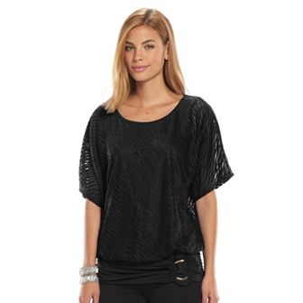 AB Studio Wavy Textured Banded-Bottom Top - Women's
