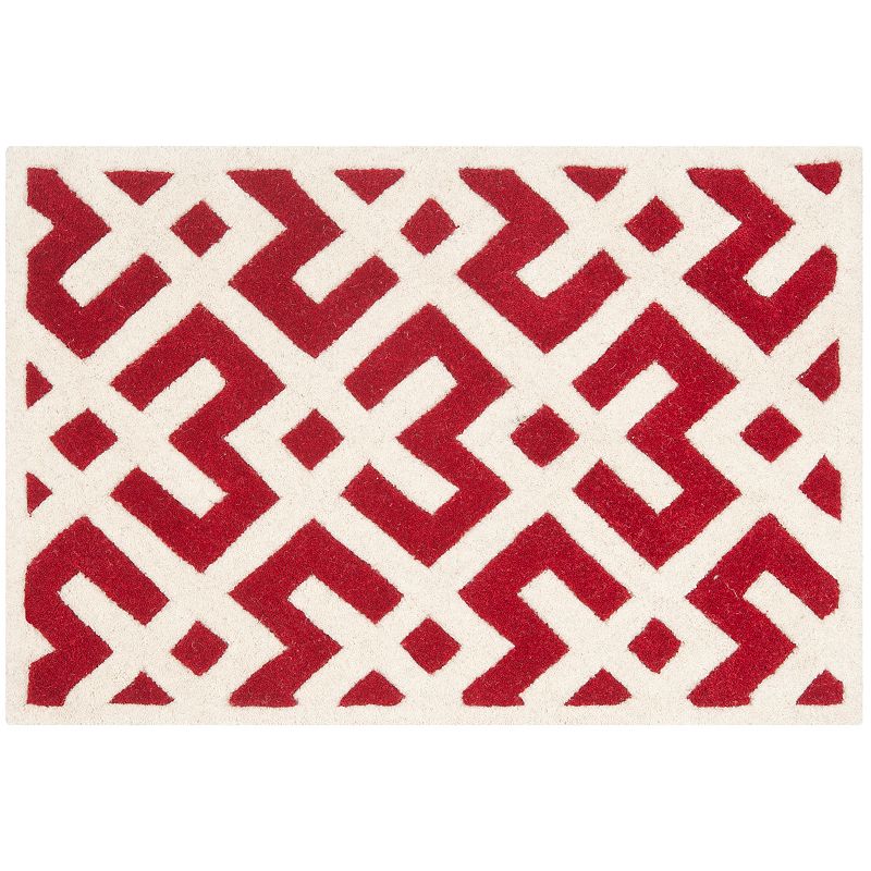 Safavieh Chatham Lines Wool Rug, Red, 4X6 Ft