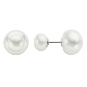 PearLustre by Imperial Sterling Silver Freshwater Cultured Pearl Front-Back Stud Earrings