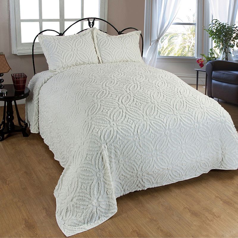 Alicia Wedding Chenille Bedspread King- Ivory