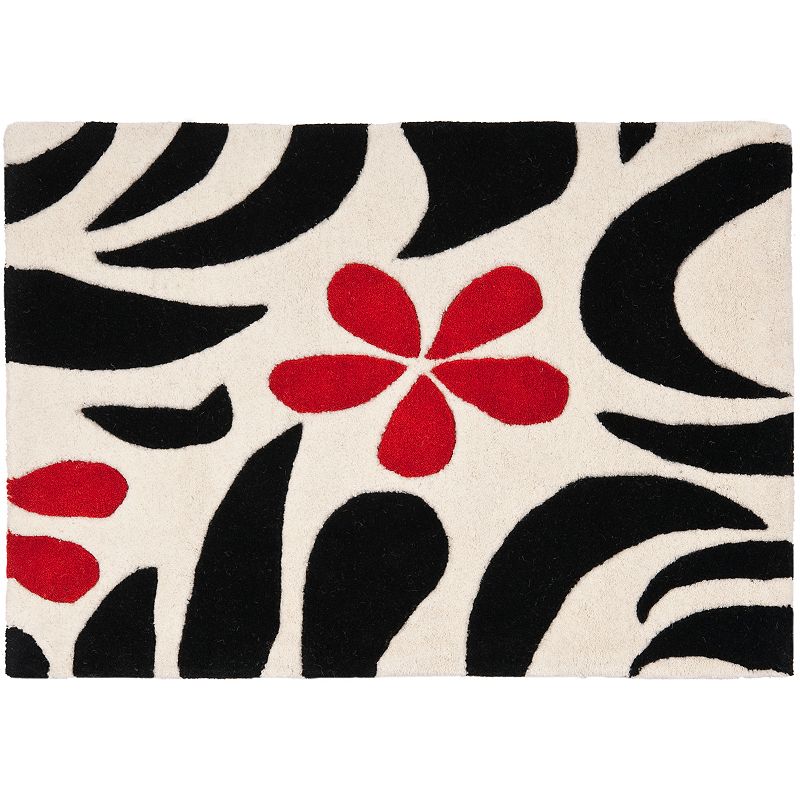 Safavieh Soho Ivory Black Floral Rug, White, 5X8 Ft