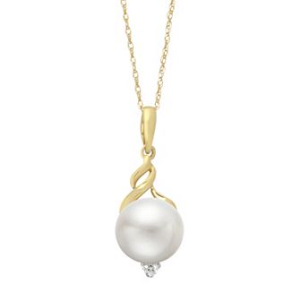 PearLustre by Imperial 10k Gold Freshwater Cultured Pearl & Diamond Accent Pendant