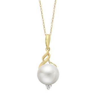 PearLustre by Imperial 10k Gold Freshwater Cultured Pearl & Diamond Accent Pendant