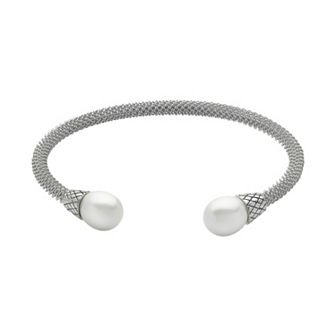 PearLustre by Imperial Sterling Silver Freshwater Cultured Pearl Cuff Bracelet