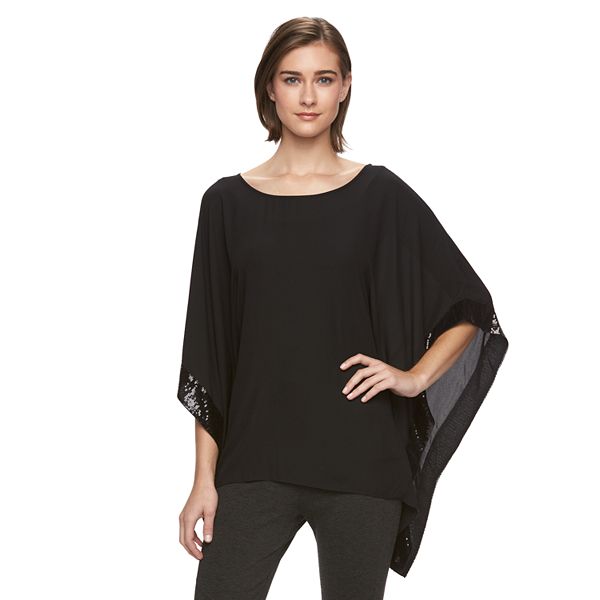 Women's AB Studio Sequin Poncho Top