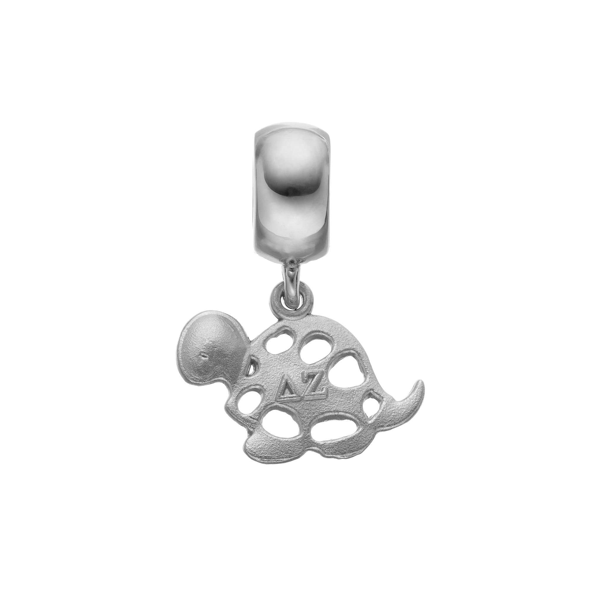LogoArt Sterling Silver Delta Zeta Sorority Turtle Charm, Womens, Grey