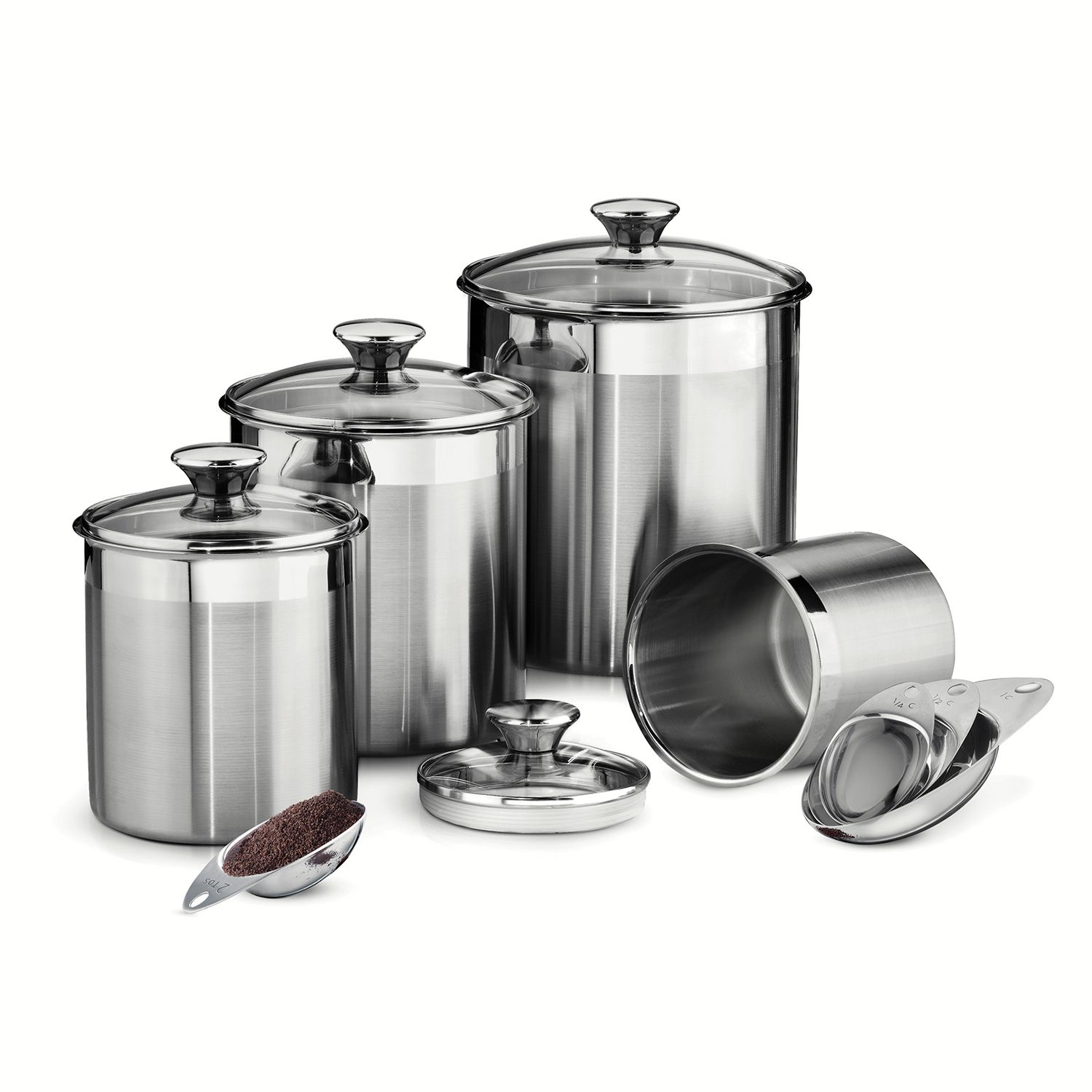 Canister Sets for Kitchen Counter - Kitchen Decor Sets - Brushed Stainless  Steel - Sugar Containers for Countertop - Flour Sugar Canister Set - Sugar  Jars for Kitchen - Kitchen Canisters Set of 4 - Yahoo Shopping