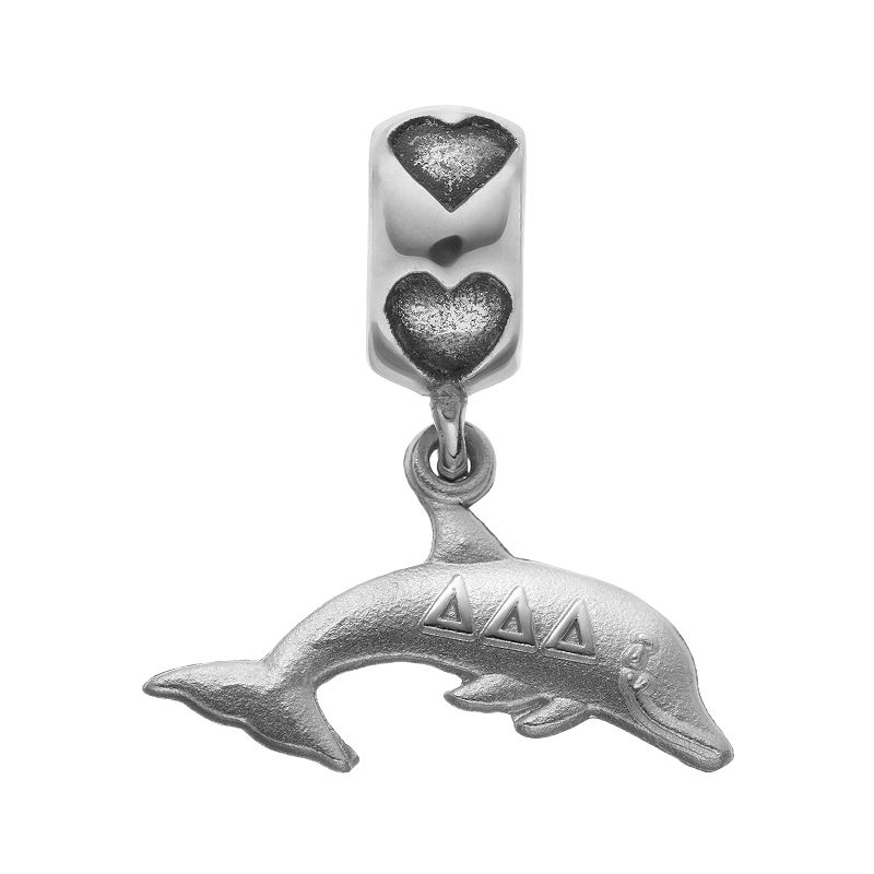 LogoArt Sterling Silver Delta Delta Delta Sorority Dolphin Charm, Womens, 