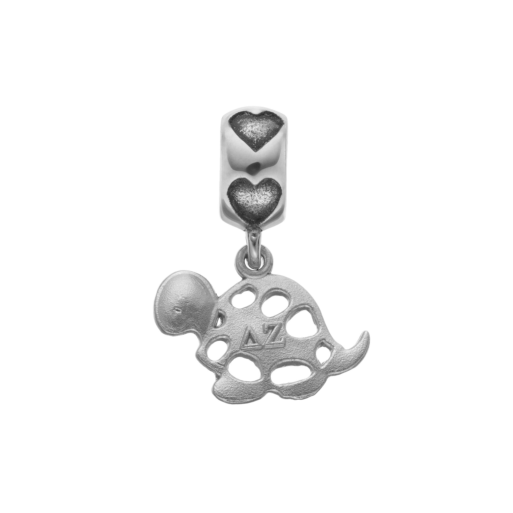LogoArt Sterling Silver Delta Zeta Sorority Turtle Charm, Womens, Grey