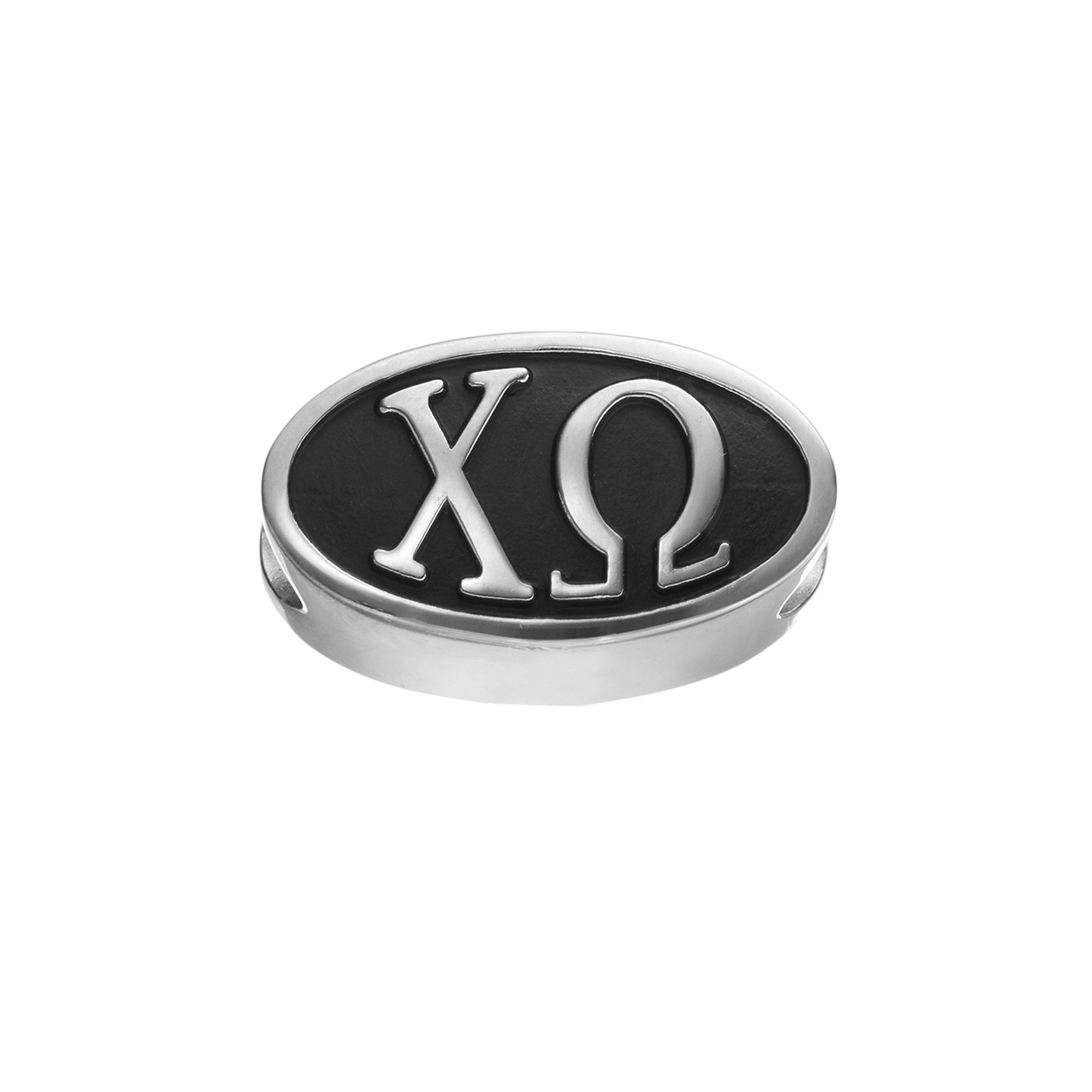 LogoArt Chi Omega Sterling Silver Oval Bead, Womens, Grey