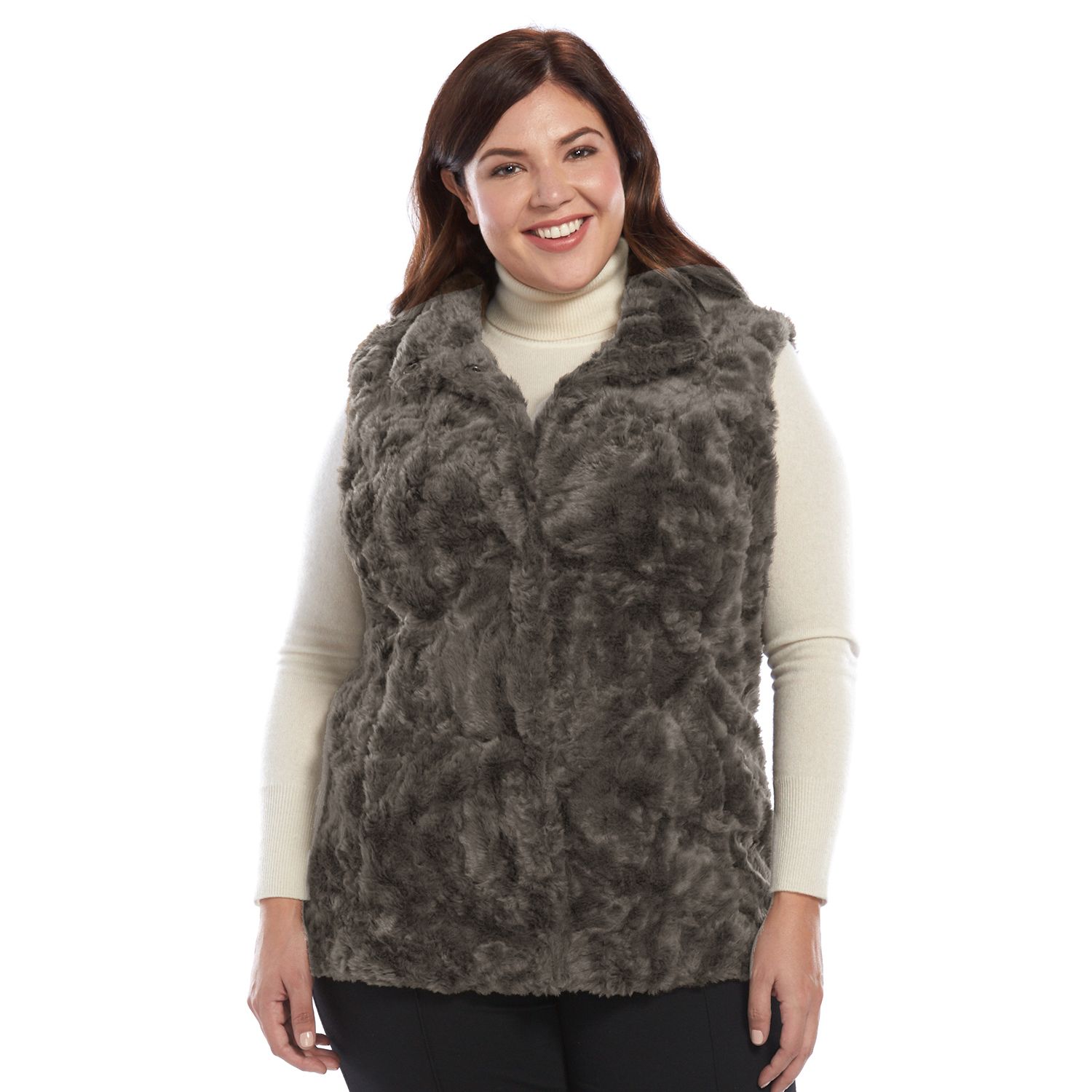 plus size faux fur vest