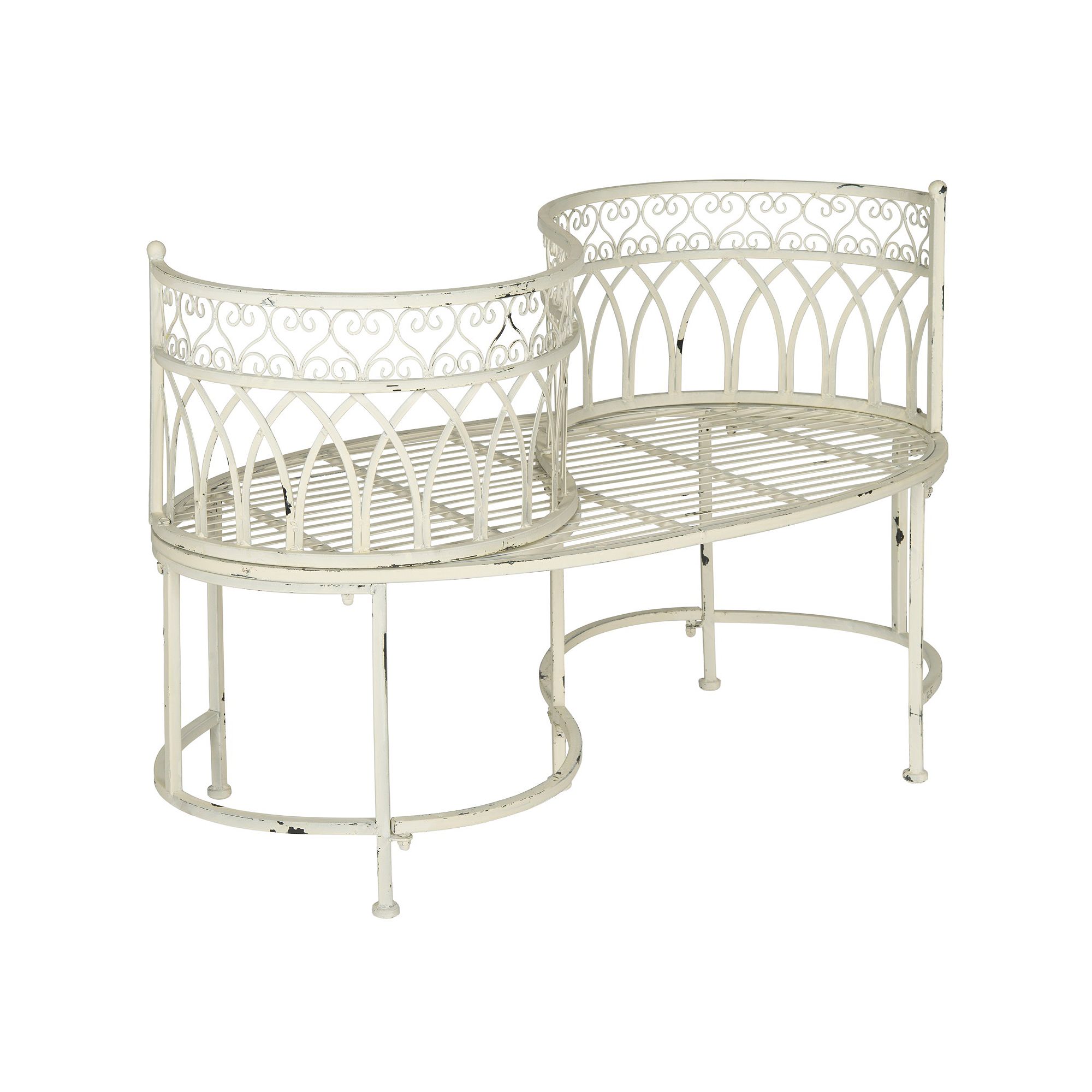 Safavieh Lara Kissing Bench, Antique White