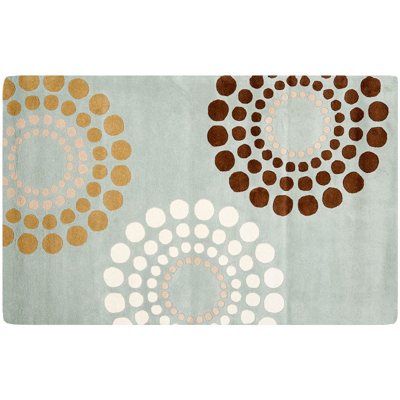 SAFAVIEH Soho Louise Polka Dots Wool Area Rug  Blue/Multi  3 6  x 5 6