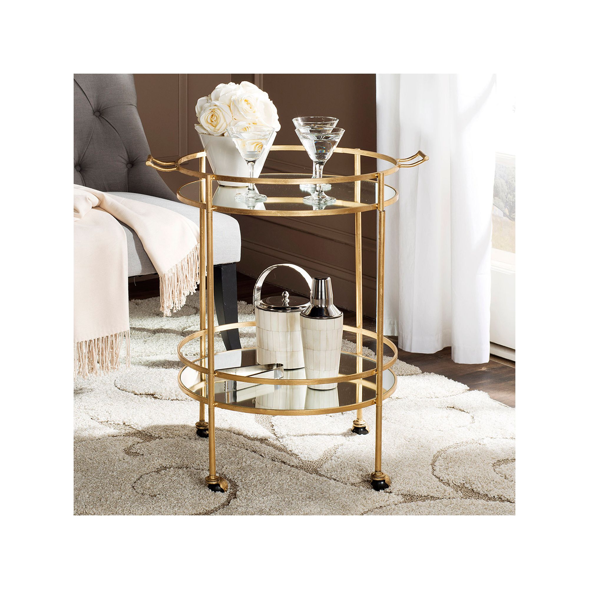 Safavieh Livinia Bar Cart, Gold