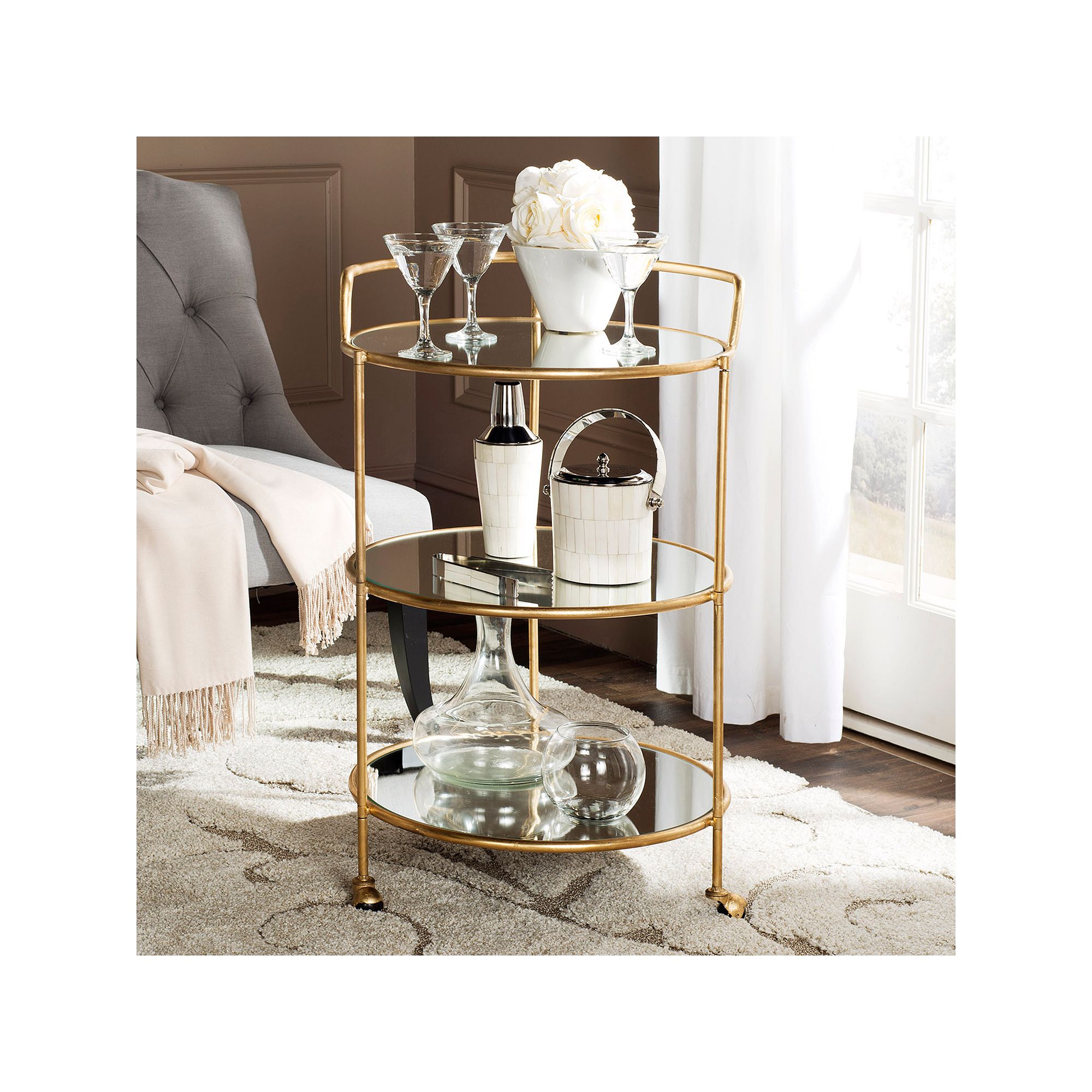 Safavieh Dulcinia Bar Cart, Gold