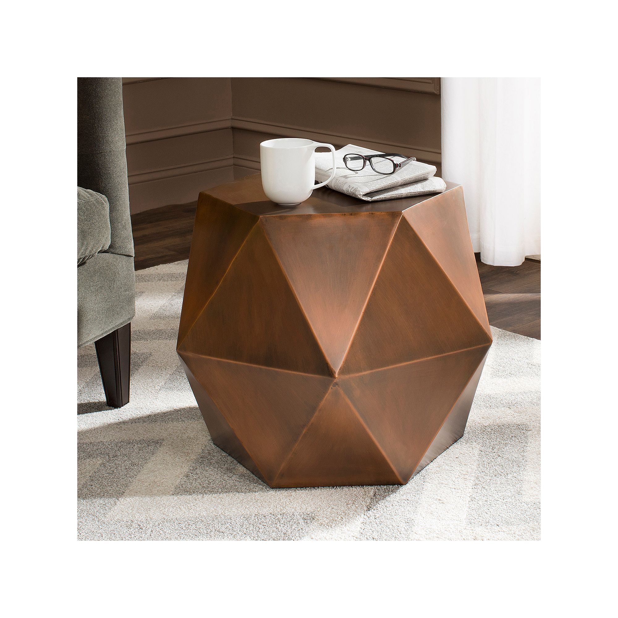 Safavieh Astrid Faceted Side Table, Brown