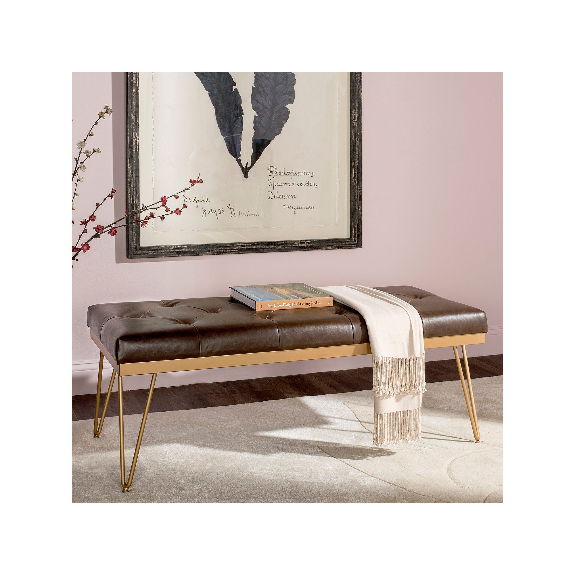 Safavieh Marcella Bench, Brown Gold