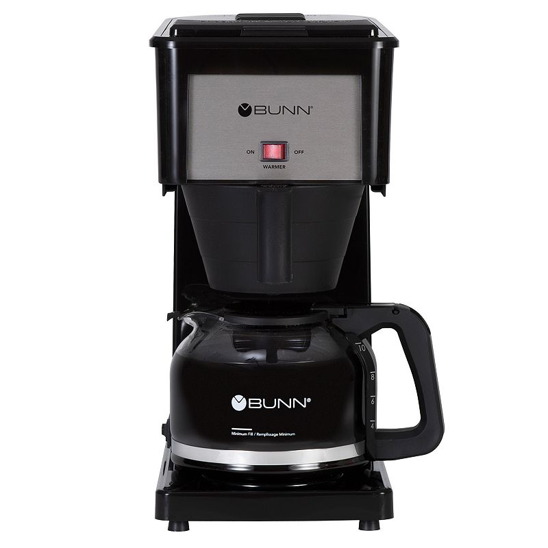 BUNN Velocity Brew 10 Cup Coffee Brewer - Black GR-B: Stainless Steel, Dishwasher-Safe, Glass Carafe, 900W, Freestanding
