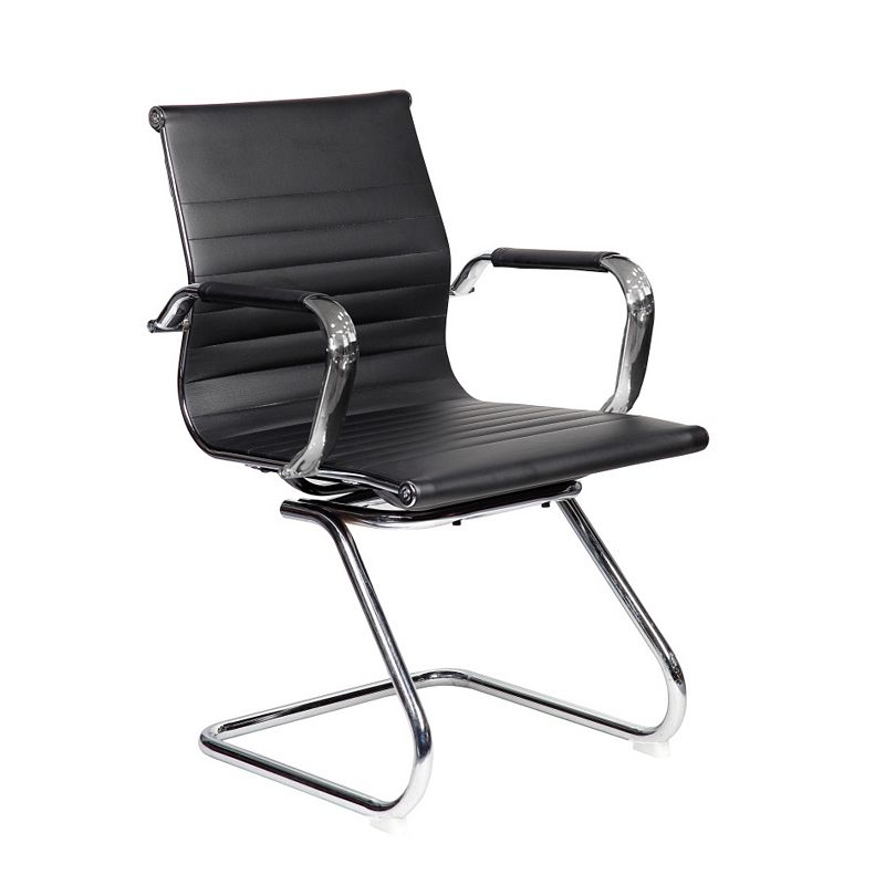 Techni Mobili Modern Chrome Desk Chair, Black