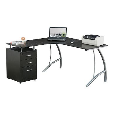 Techni Mobili Modern L-Shaped Cabinet Computer Desk
