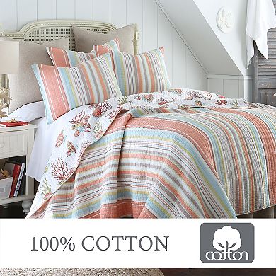 Brighton Coral Reversible Quilt Set