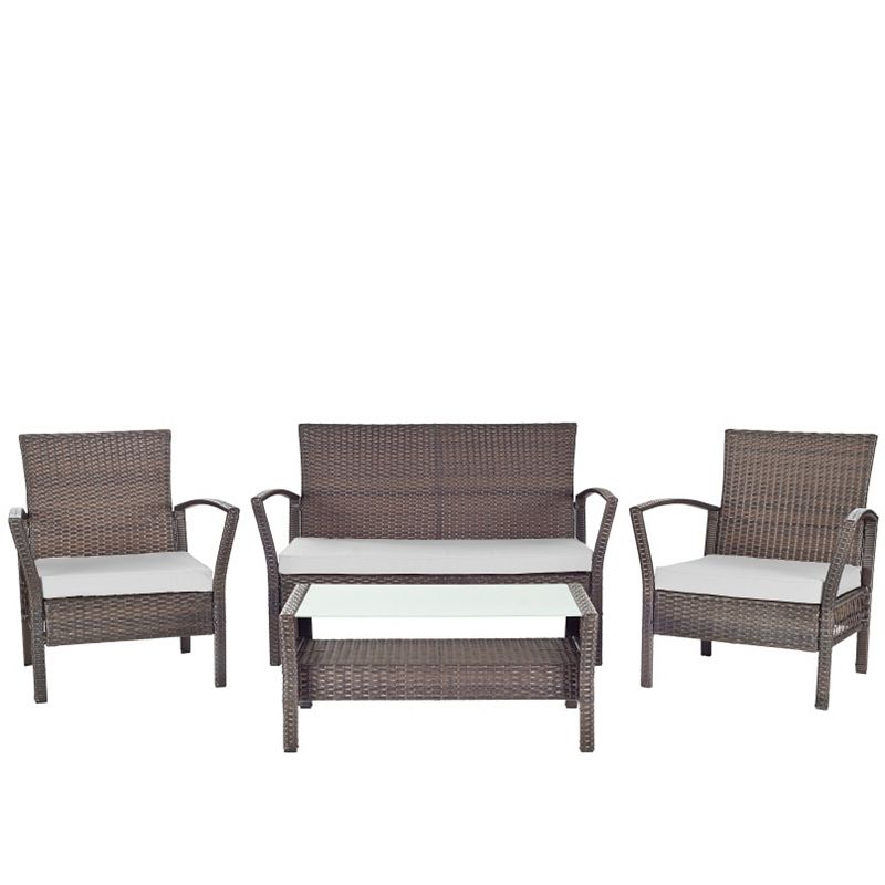 Safavieh Avaron 4-piece Outdoor Furniture Set, Brown Gray